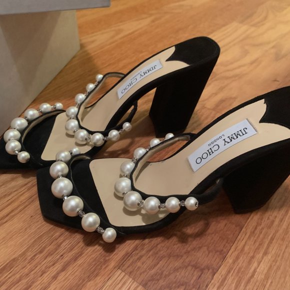 JIMMY CHOO Suede Beaded Accents Slides - Size 9 - Picture 8 of 11